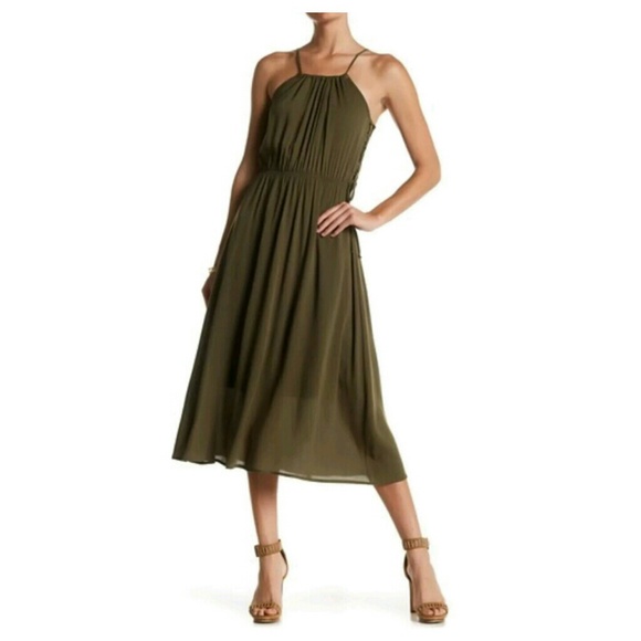 Fraiche By J Maxi Dress Side Lace Up Olive - Picture 2 of 5